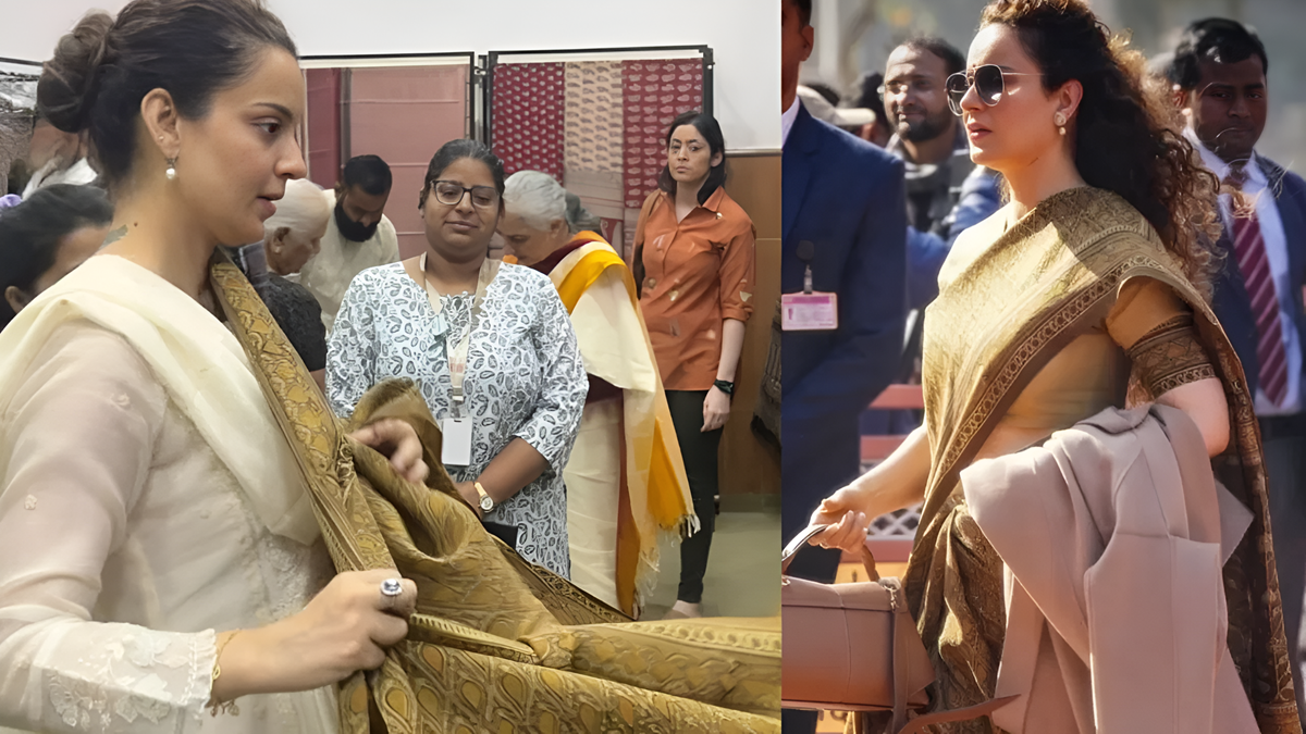 రాజవంశాల వైభవం మళ్లీ వెలిగించిన కంగనా చీర.. 800 ఏళ్ల ‘కొడాలి కరుప్పూర్’ నేతకళకు ఘన నివాళి